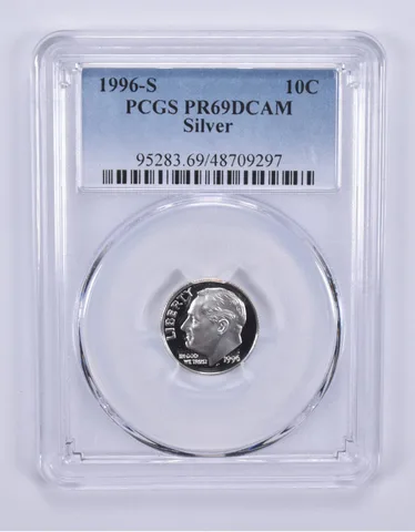 1996-S Roosevelt Dime Silver PR69 DCAM PCGS Blue Label