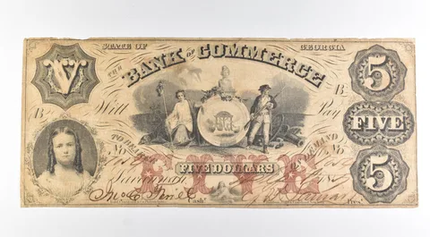 1857 $5 Savannah GA Bank Of Commerce H#GA-275-G6 PI.#B Large Note a8468