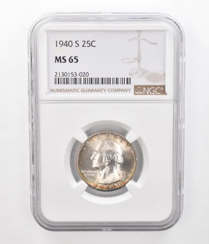 1940-S Washington Quarter MS65 NGC Beautiful Tone *2358