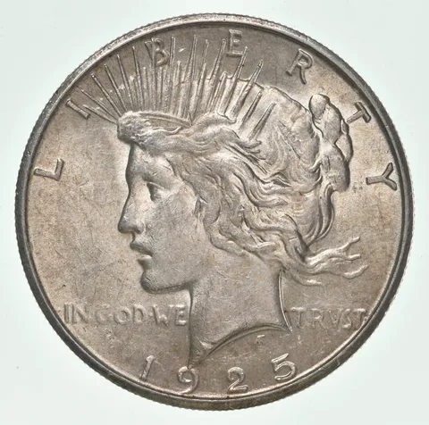 (1) BU 1925-S Peace Silver Dollar $1 Unc MS 90% - San Francisco Mint