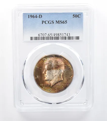 1964-D Kennedy Half Dollar MS65 PCGS Rainbow Tone *7765