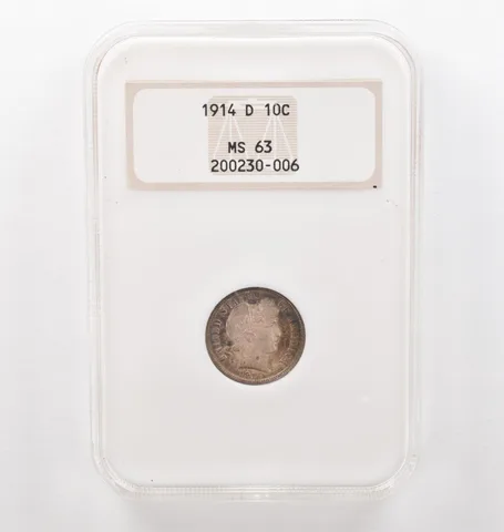 1914-D Barber Dime MS63 NGC PQ Beautiful Tone *6210