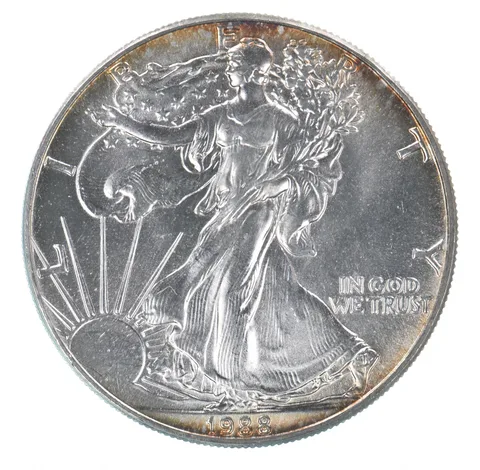 Beautiful Toned - 1988 American Silver Eagle 1 Troy Oz .999 Fine Silver *065
