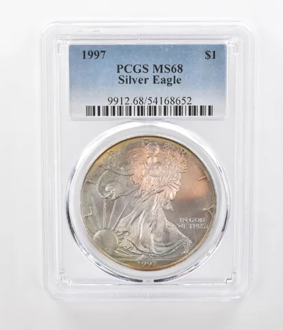 1997 American Silver Eagle MS68 PCGS Beautiful Tone a1243