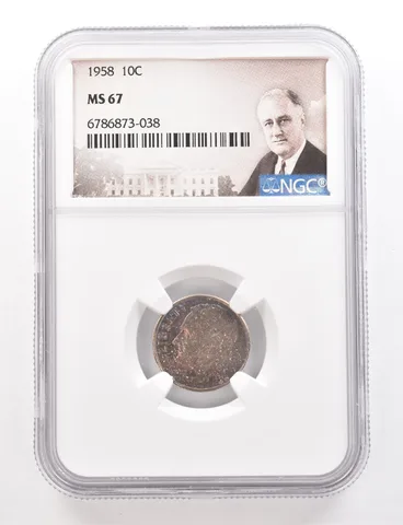 1958 Roosevelt Dime MS67 NGC Beautiful Tone *3398