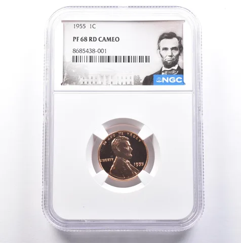 1955 Lincoln Wheat Cent PF68 RD CAMEO NGC a9148