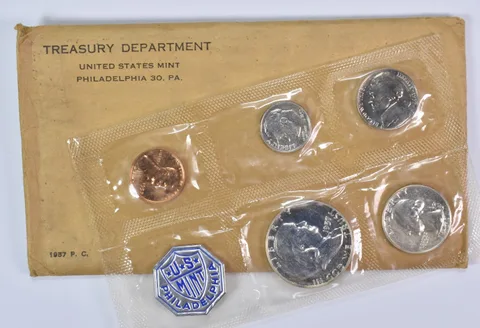 1957 Proof Set with Original Envelope & Flatpack (5 Coins)