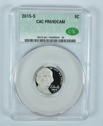 2015-S Jefferson Nickel PR69 DCAM CAC CACg