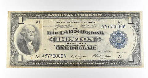 1918 $1 Boston MA National Currency Blue Seal Large Note Fr#708 *4708