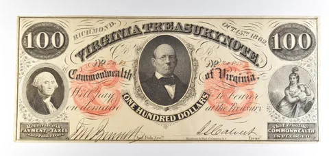1862 $100 Richmond VA Treasury Note Obsolete Note *8761