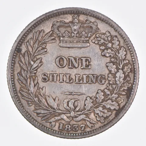 Better Date - 1837 Great Britain 1 Shilling World Coin- Silver *329
