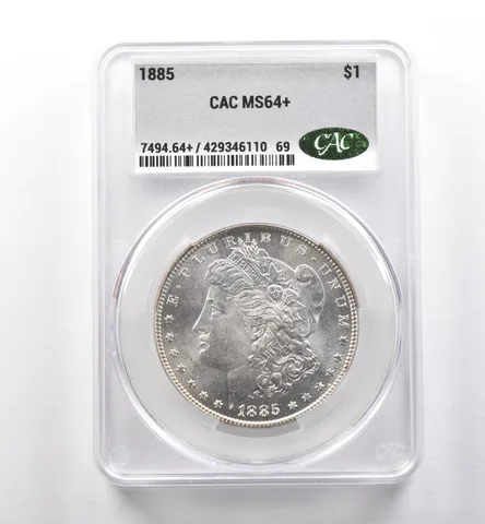 1885 Morgan Silver Dollar MS64+ CAC CACg *2261