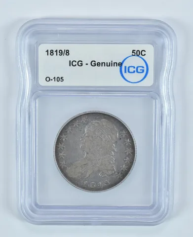1819/8 Capped Bust Half Dollar O-105 Genuine ICG *9037