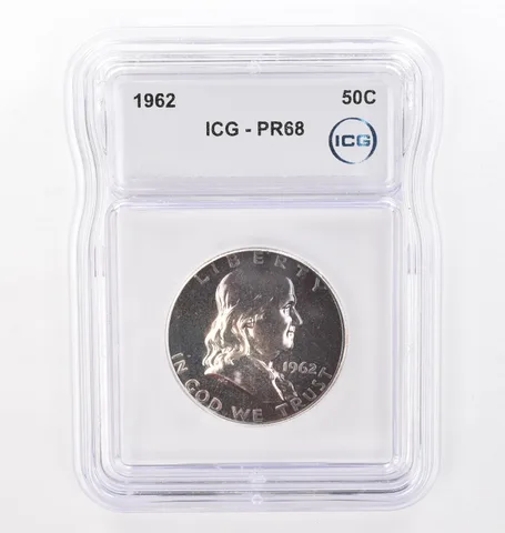 1962 Franklin Half Dollar PR68 ICG Beautiful Tone *4293