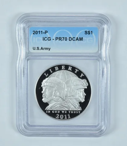 2011-P US Army Commemorative Silver Dollar PR70 DCAM ICG