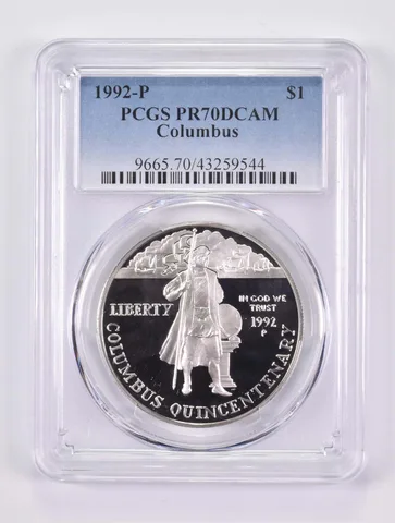 1992-P Columbus Commemorative Silver Dollar PR70 DCAM PCGS