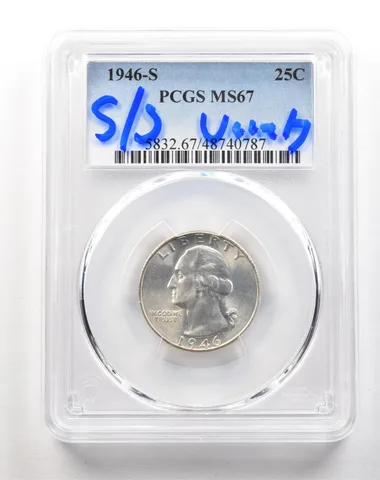 1946-S Washington Quarter MS67 PCGS S/S Variety a5160