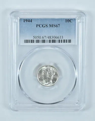 1944 Mercury Dime MS67 PCGS Blue Label