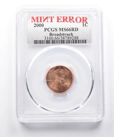 2000 Lincoln Memorial Cent Mint Error MS66 RD Broadstruck PCGS *7484