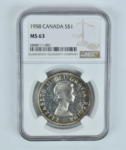 MS63 1958 Canada Silver Dollar NGC Beautifully Toned *2948