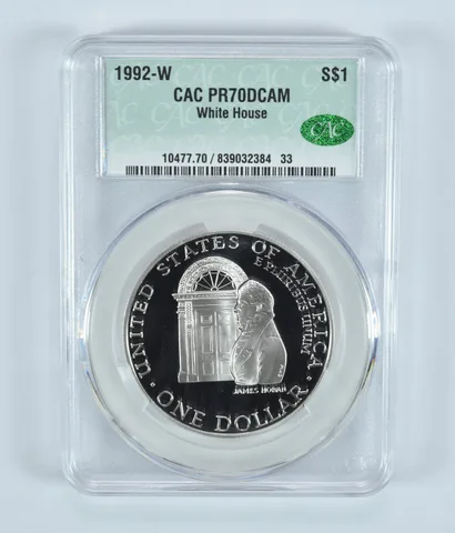 1992-W White House Commemorative Silver Dollar PR70 DCAM CAC CACg