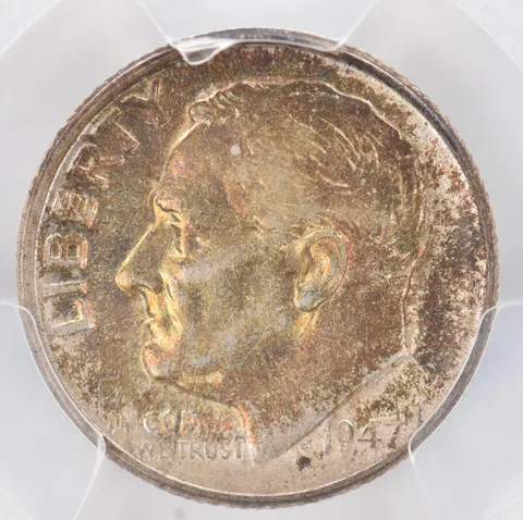 1947-D Roosevelt Dime AU53 PCGS Beautiful Tone *0878