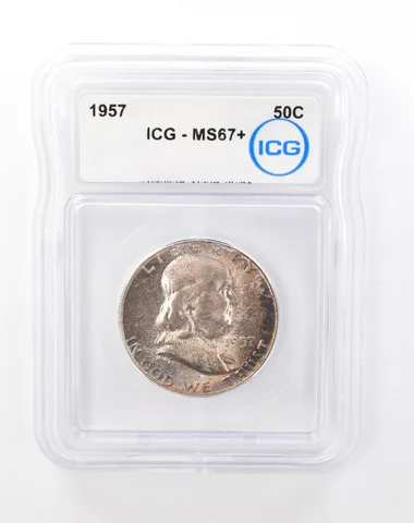 1957 Franklin Half Dollar MS67+ ICG Beautiful Tone *6742