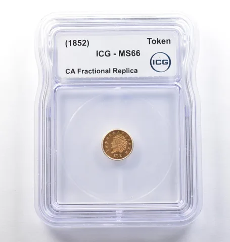 (1852) CA Fractional Gold Style Token Indian Head 1/2 Dollar MS66 ICG *3823