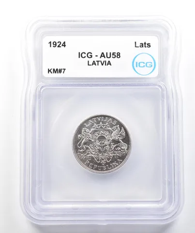 1924 Latvia 1 Lats KM#7 AU58 ICG *9818