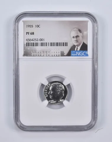 1955 Roosevelt Dime PF68 NGC Special Lbl
