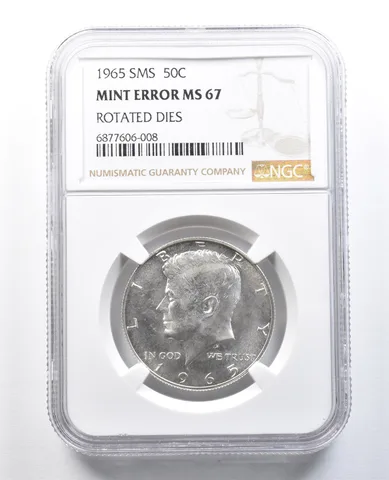 1965 SMS Kennedy Half Dollar Mint Error Rotated Dies MS67 NGC *8208