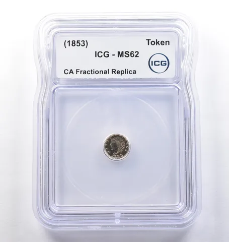 (1853) CA Fractional Gold Token Indian Head 1/4 Dollar MS62 ICG *3761