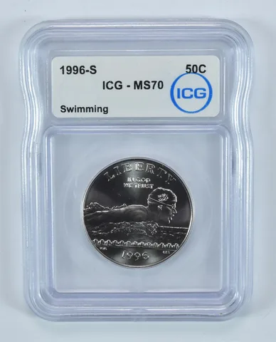 1996-S Olympic Swimming Commemorative Half Dollar MS70 ICG