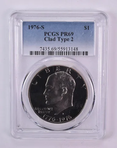 1976-S Eisenhower $1 Type 2 CLAD PR69 PCGS Blue Label