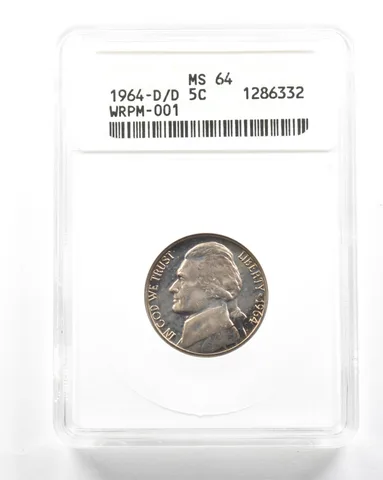 1964-D/D Jefferson Nickel WRPM-001 MS64 ANACS a2047