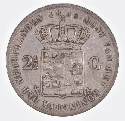 Better Date - 1856 Netherlands 2½ Gulden World Coin- Silver *509