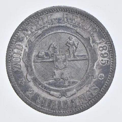 SILVER - WORLD Coin - 1895 South Africa 2 Shillings - World Silver Coin *828