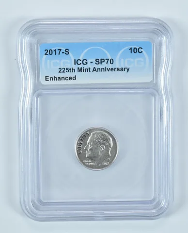 2017-S Roosevelt Dime 225th Mint Anniversary Enhanced SP70 ICG