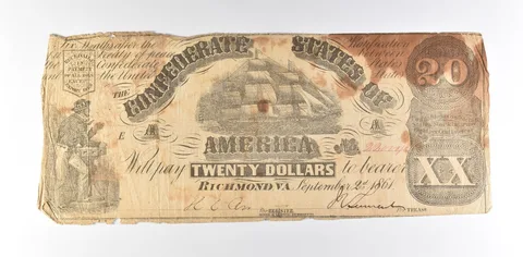 1861 $20 Confederate States Of America T-18 Large Note *8502