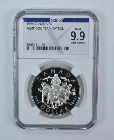 1994 Canada 1 Dollar Silver RCMP Dog Team Proof 9.9 UCAM NGC X NGCX