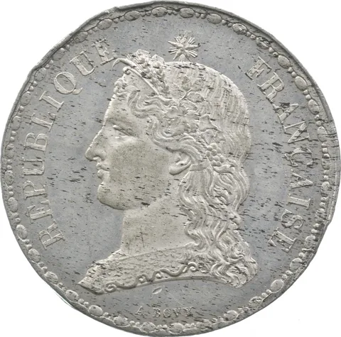 1848 France 5 Francs Coin Pattern Aluminum a9529