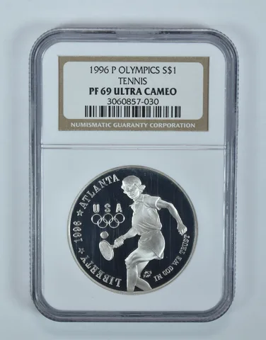1996-P Olympic Tennis Commemorative Silver Dollar PF69 UCAM NGC