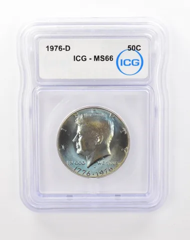 1976-D Kennedy Half Dollar MS66 ICG Beautiful Blue Tone *0871