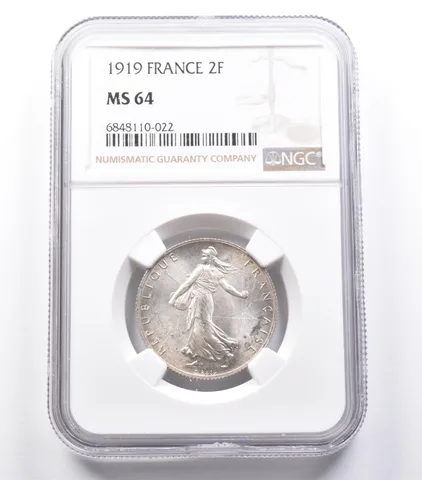 MS64 1919 France 2 Francs NGC *5316