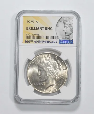 1925 Peace Silver Dollar 100th Anniv Special 2021 Label BU MS Unc NGC
