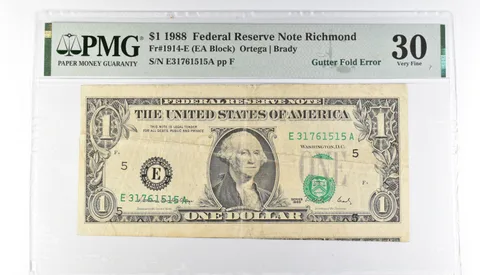 PMG 30 VF $1 1988 FRN Richmond Fr#1914-E Gutter Fold Error *3204