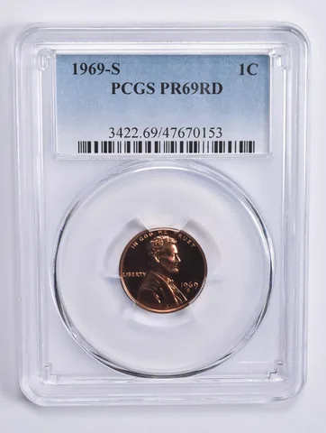 1969-S Lincoln Memorial Cent PR69 RD PCGS Blue Lbl