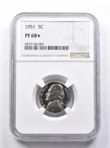 PF68 * STAR 1951 Jefferson Nickel NGC *6982