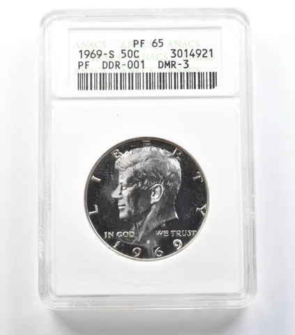 1969-S Kennedy Half Dollar DDR-001 DMR-3 PF65 ANACS a1448