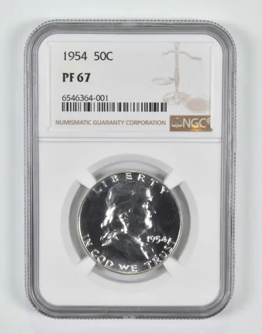1954 Franklin Half Dollar PF67 NGC Brown Lbl